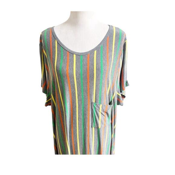 LulaRoe Striped Maxi Dress Grey Multicolor Plus Size 3X NWOT Comfort - Picture 6 of 11